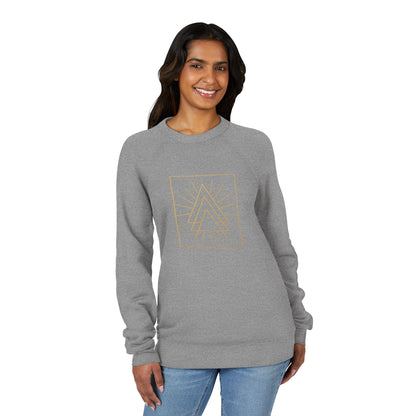 Geometric Mountain Crewneck Sweatshirt — Minimal Gold Line Art
