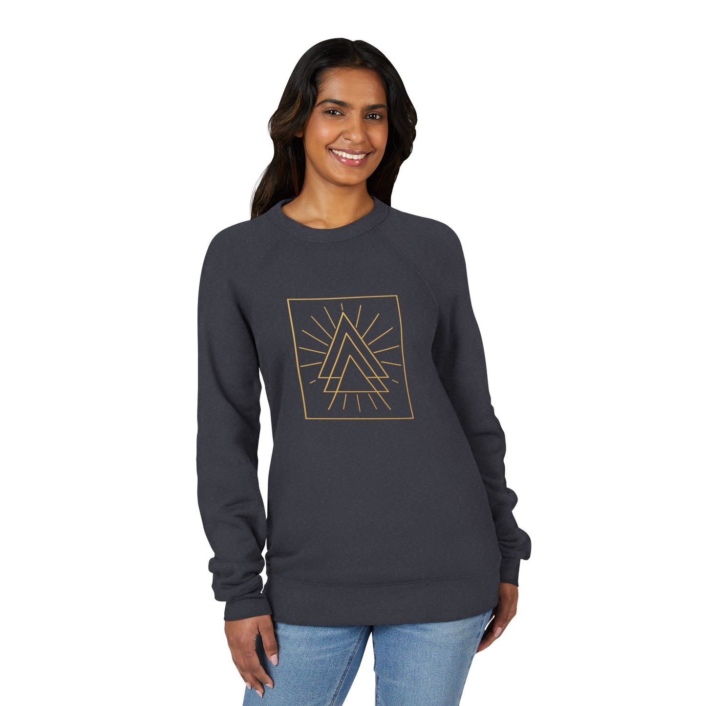 Copy of Geometric Mountain Crewneck Sweatshirt — Minimal Gold Line Art
