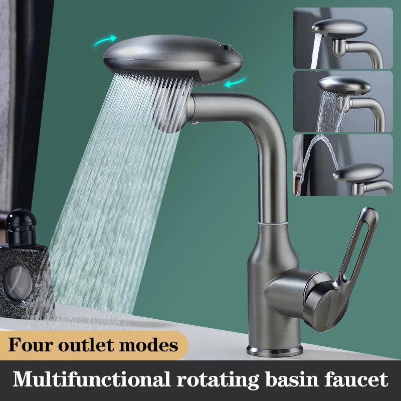 Universal Stainless Steel Faucet 360°Rotation Multifunction 4 Modes Stream Sprayer Hot Cold Water Sink Mixer Tap For Washbasin