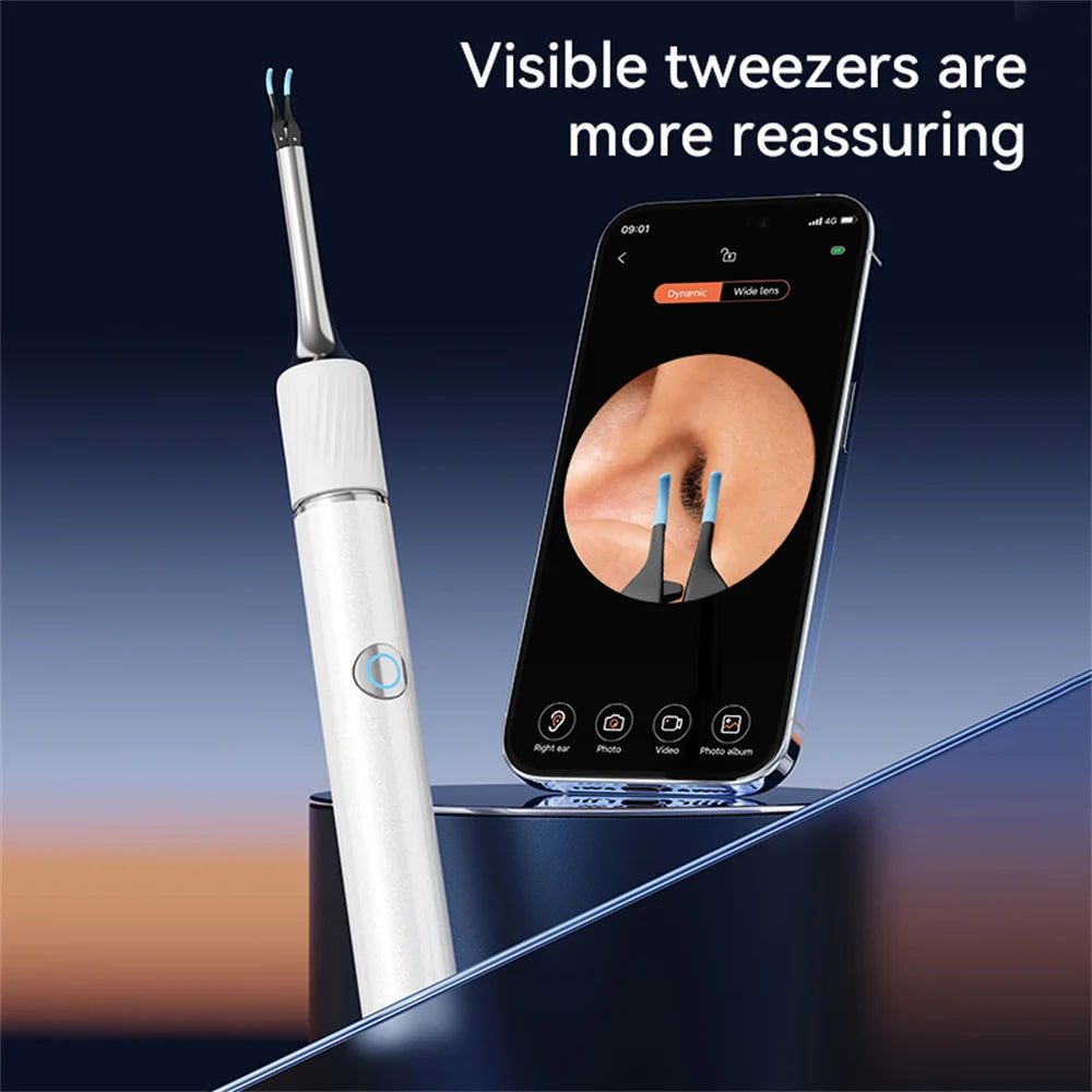 12MP Ear Wax Removal Tool with HD Camera Ear Cleaner with Tweezers Wireless Earwax Cleaner Tool with 6 Ear Spoon Ear Health Care