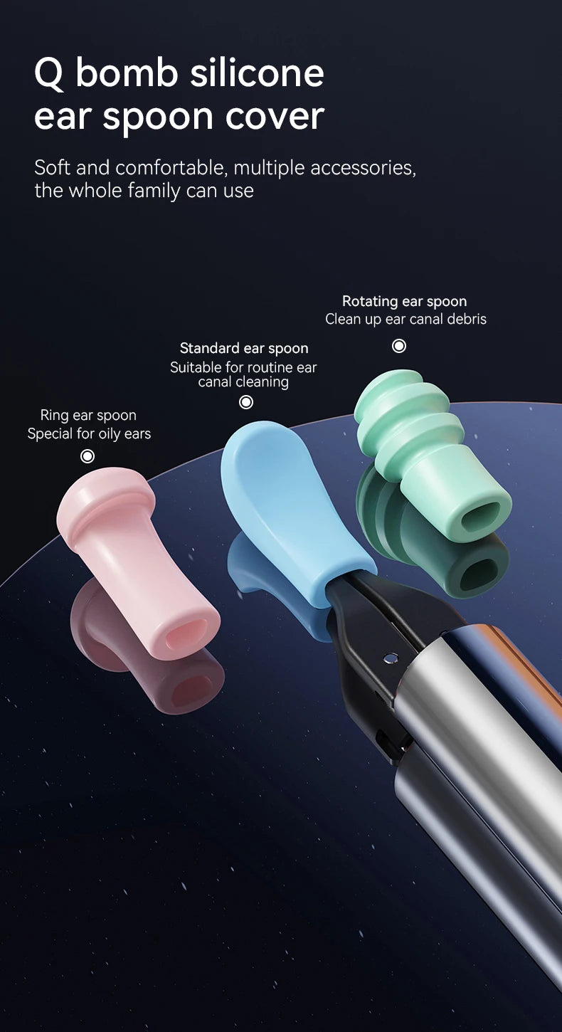 12MP Ear Wax Removal Tool with HD Camera Ear Cleaner with Tweezers Wireless Earwax Cleaner Tool with 6 Ear Spoon Ear Health Care