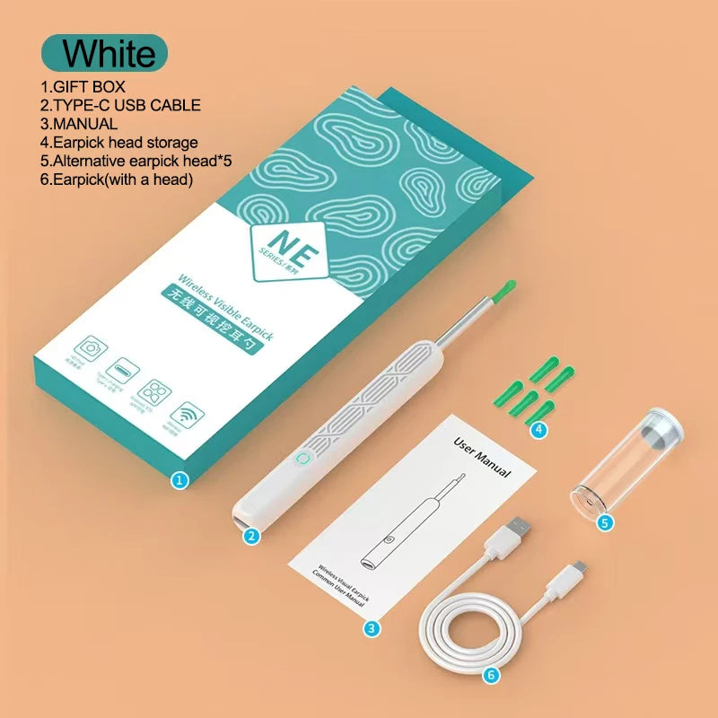 New HD Ear Cleaner with Camera Wireless Ear Sticks Otoscope USB C Charging Endoscope Wax Removal Tool Earpick MIni Camera