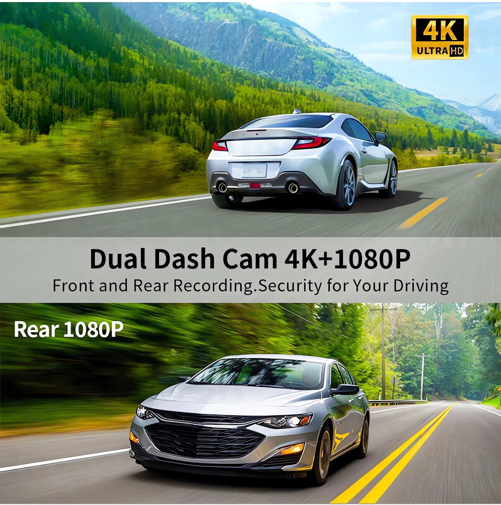 10.26 Inch Car Dvr UHD 4K 3840*2160P Carplay Android Auto Dash Cam GPS 5G WIFI FM BT Dual Lens Camera Dashcam Drive Recorder