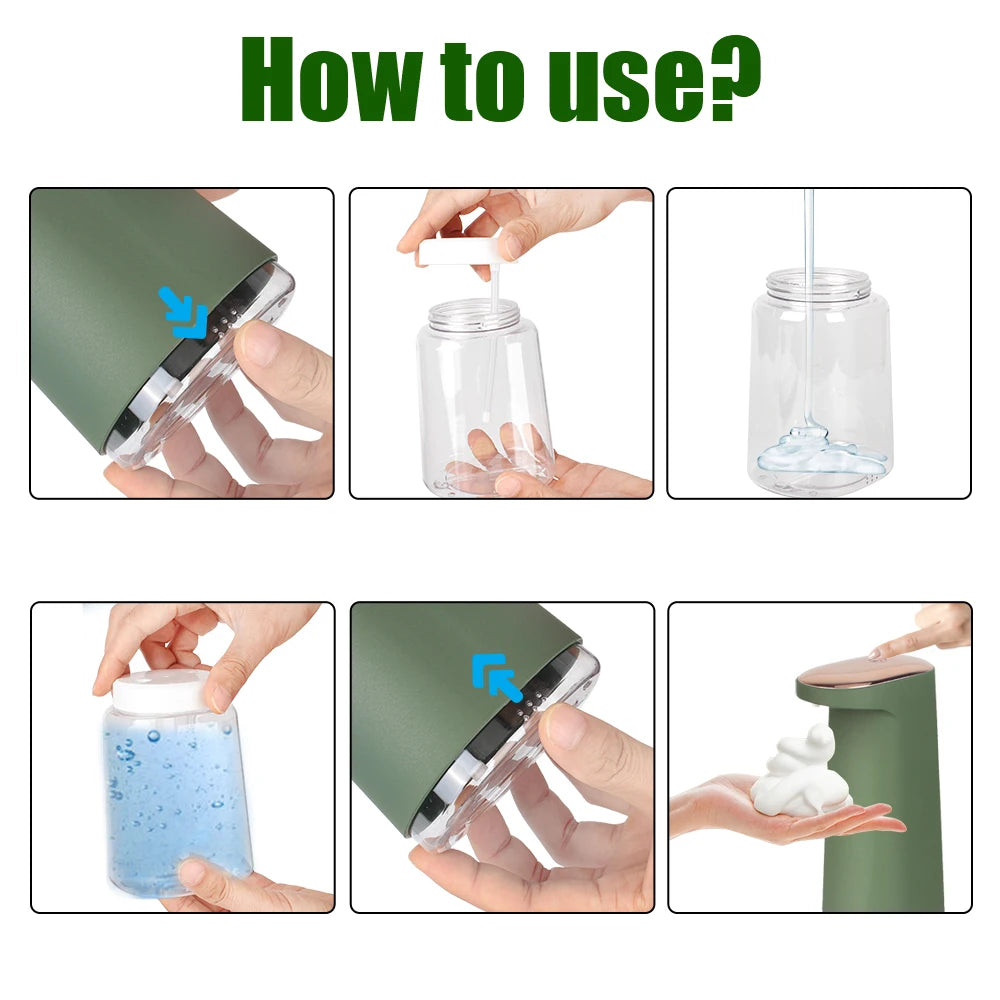 Automatic Foam Liquid Soap Dispenser Foaming Touchless USB Rechargeable Hand Free Portable 450ML For Bathroom Kitchen