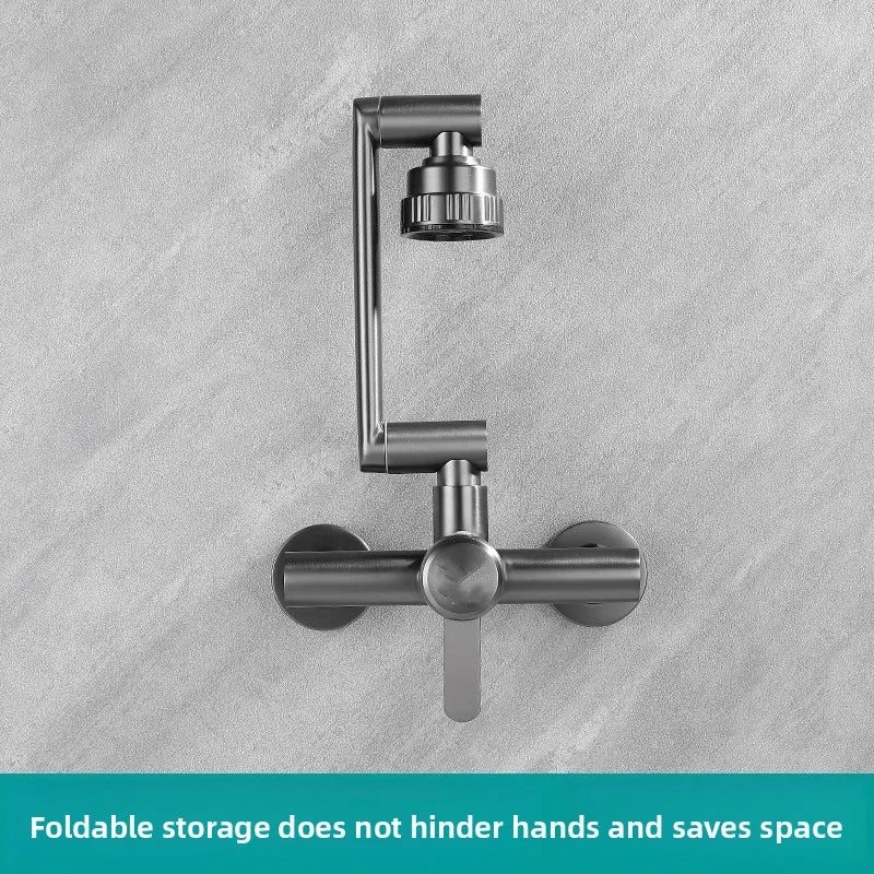 4 Mode Stainless Steel Wall Mounted Kitchen Faucet Bathroom Kitchen Sink Washbasins Cold Hot Water Mixer Tap 360 Degree