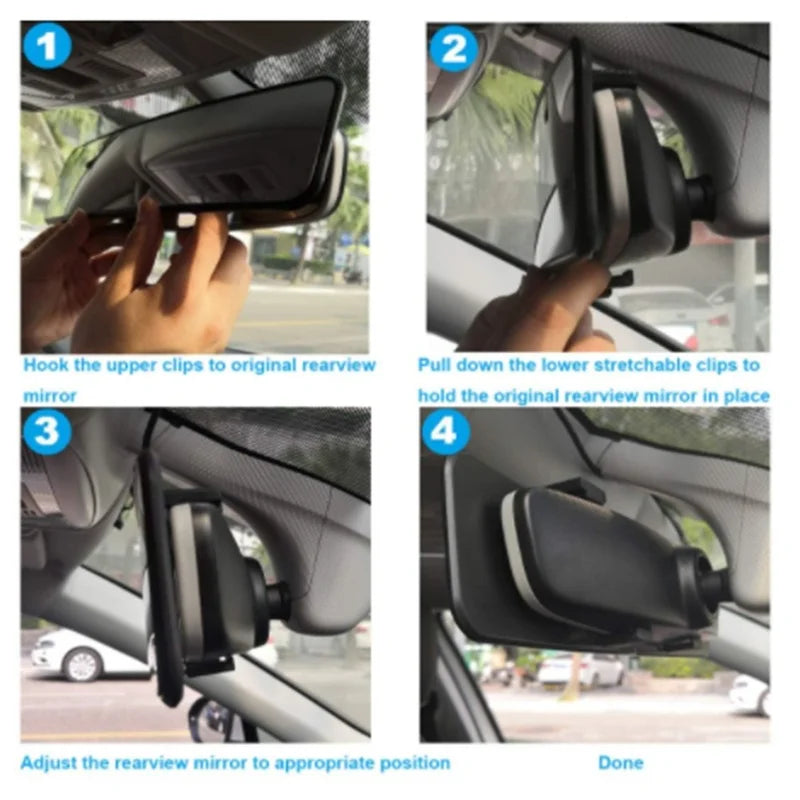 Rear View Mirror,300mm Anti Glare Rearview Mirror Convex Panoramic Rearview Mirror Clip on Car Mirror to Reduce Blind Spot