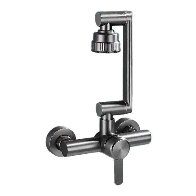 4 Mode Stainless Steel Wall Mounted Kitchen Faucet Bathroom Kitchen Sink Washbasins Cold Hot Water Mixer Tap 360 Degree