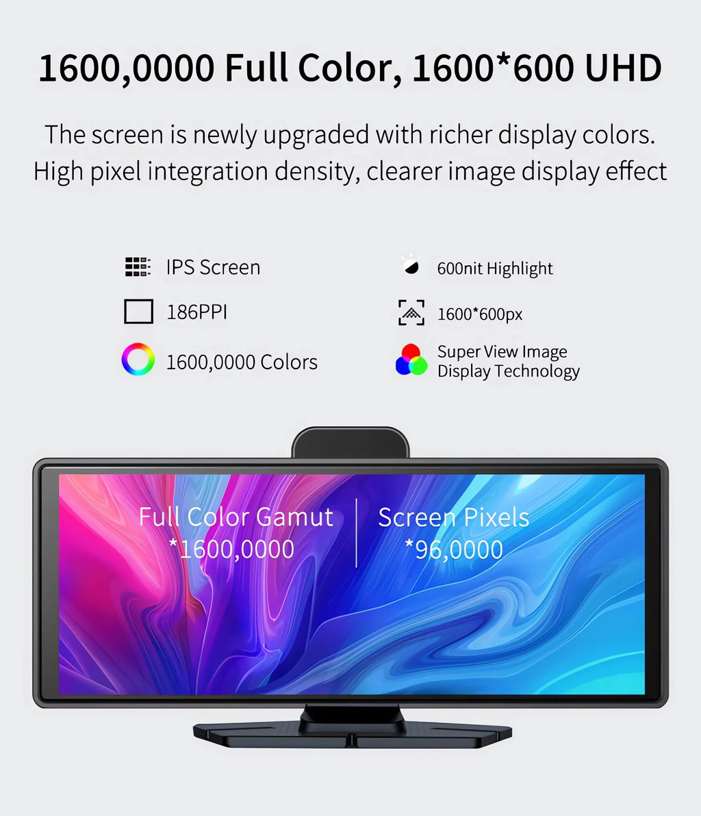 10.26 Inch Car Dvr UHD 4K 3840*2160P Carplay Android Auto Dash Cam GPS 5G WIFI FM BT Dual Lens Camera Dashcam Drive Recorder