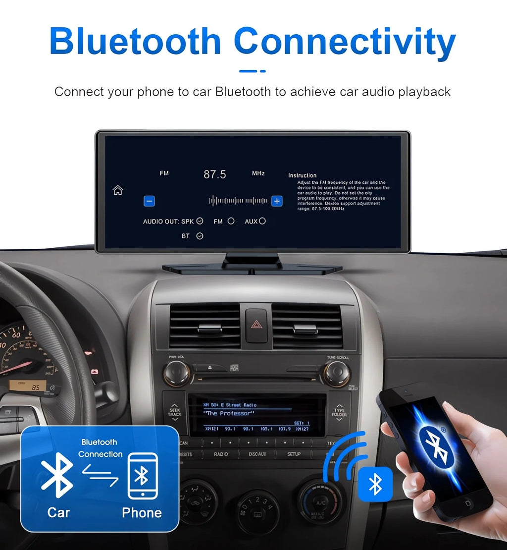 10.26 Inch Car Dvr UHD 4K 3840*2160P Carplay Android Auto Dash Cam GPS 5G WIFI FM BT Dual Lens Camera Dashcam Drive Recorder