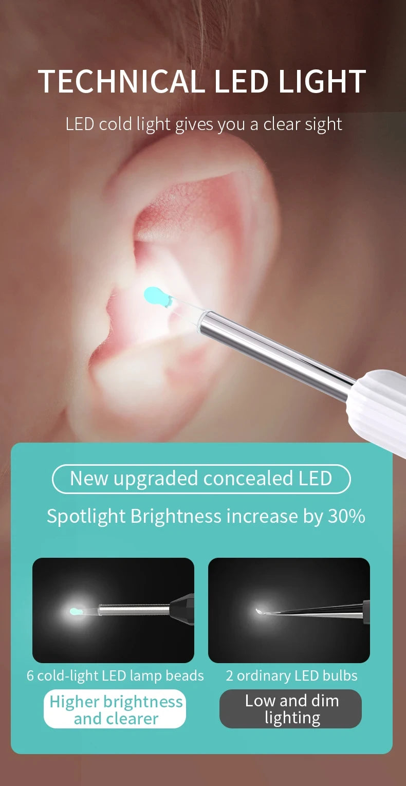 New HD Ear Cleaner with Camera Wireless Ear Sticks Otoscope USB C Charging Endoscope Wax Removal Tool Earpick MIni Camera