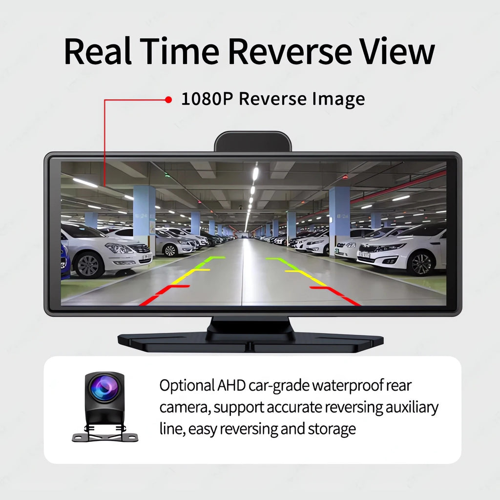 10.26 Inch Car Dvr UHD 4K 3840*2160P Carplay Android Auto Dash Cam GPS 5G WIFI FM BT Dual Lens Camera Dashcam Drive Recorder