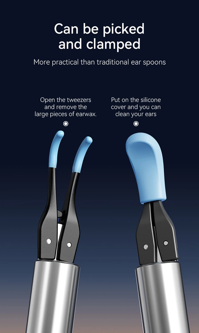 12MP Ear Wax Removal Tool with HD Camera Ear Cleaner with Tweezers Wireless Earwax Cleaner Tool with 6 Ear Spoon Ear Health Care