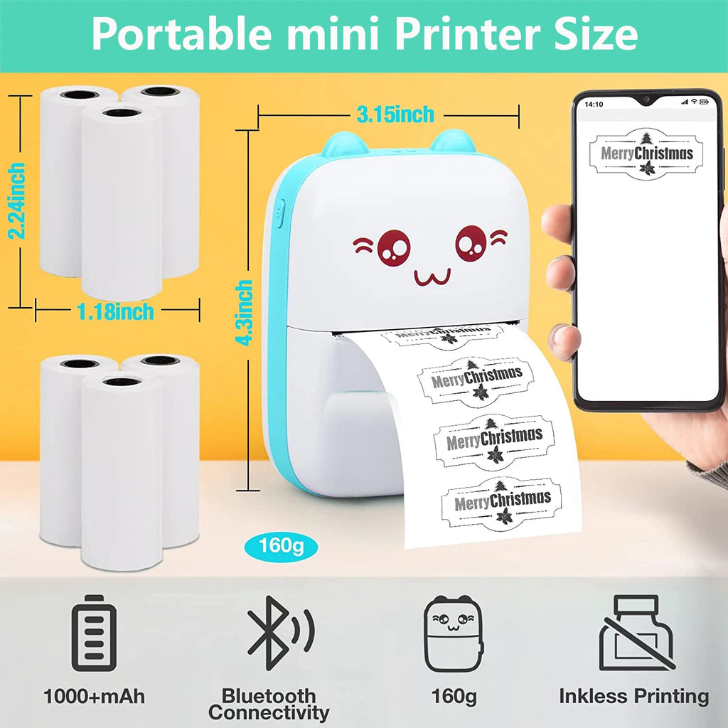 Portable Thermal Printer Mini Wireless Bluetooth Connect to Mobile Phone Pocket Note Gift For Home and Office Android IOS