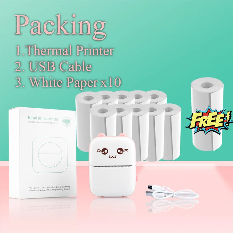 Portable Thermal Printer Mini Wireless Bluetooth Connect to Mobile Phone Pocket Note Gift For Home and Office Android IOS