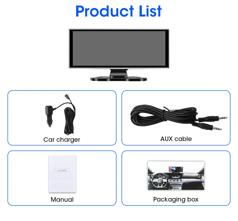 10/11.26 inch Dash Cam 4K Car DVR Wireless Carplay & Android Auto GPS Navigation Video Recorder Dashboard Dual Lens Wifi FM AUX