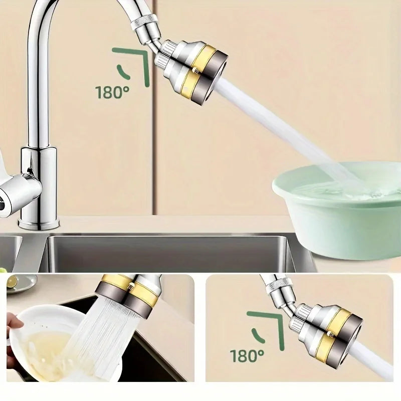 3 Modes Adjustable Brass Kitchen Faucet Aerator Stainless Steel Extender Splashproof Pressure Boosting 360° Swivel Spray Head