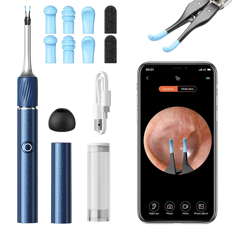 12MP Ear Wax Removal Tool with HD Camera Ear Cleaner with Tweezers Wireless Earwax Cleaner Tool with 6 Ear Spoon Ear Health Care