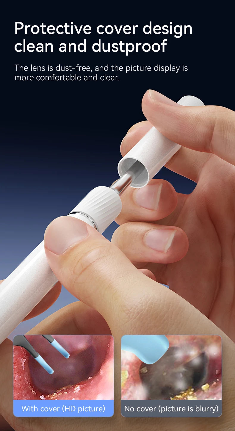 12MP Ear Wax Removal Tool with HD Camera Ear Cleaner with Tweezers Wireless Earwax Cleaner Tool with 6 Ear Spoon Ear Health Care