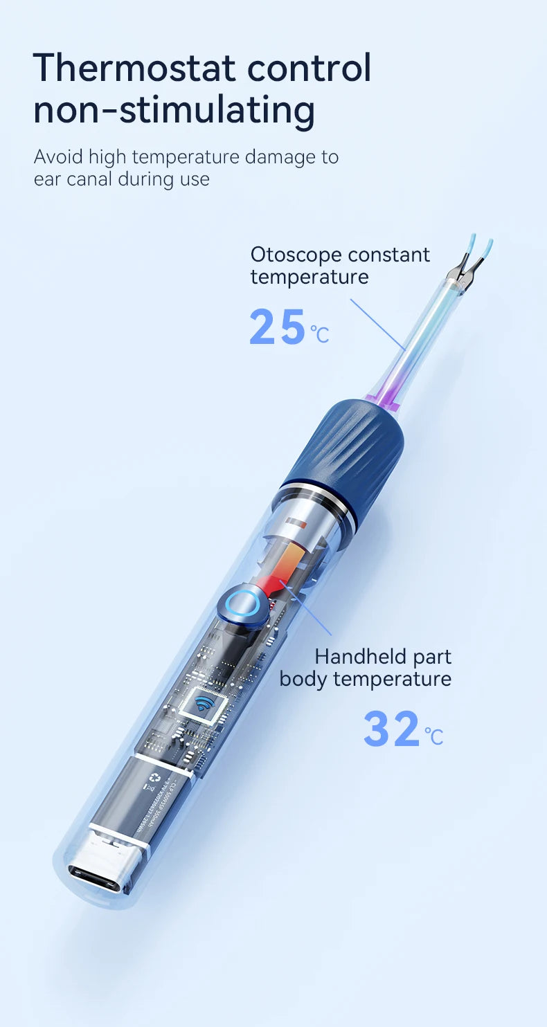 12MP Ear Wax Removal Tool with HD Camera Ear Cleaner with Tweezers Wireless Earwax Cleaner Tool with 6 Ear Spoon Ear Health Care