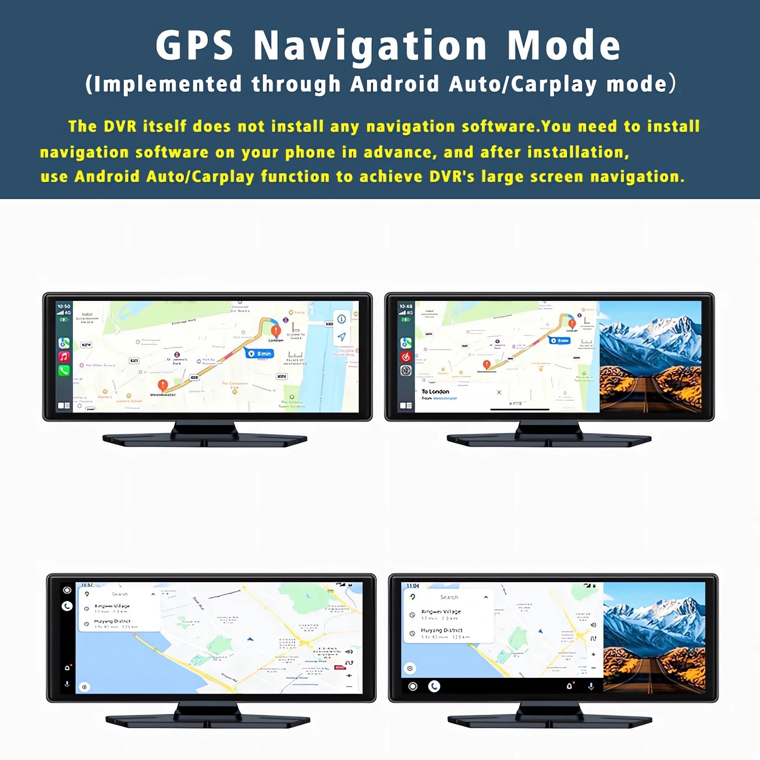 10.26 Inch Car Dvr UHD 4K 3840*2160P Carplay Android Auto Dash Cam GPS 5G WIFI FM BT Dual Lens Camera Dashcam Drive Recorder