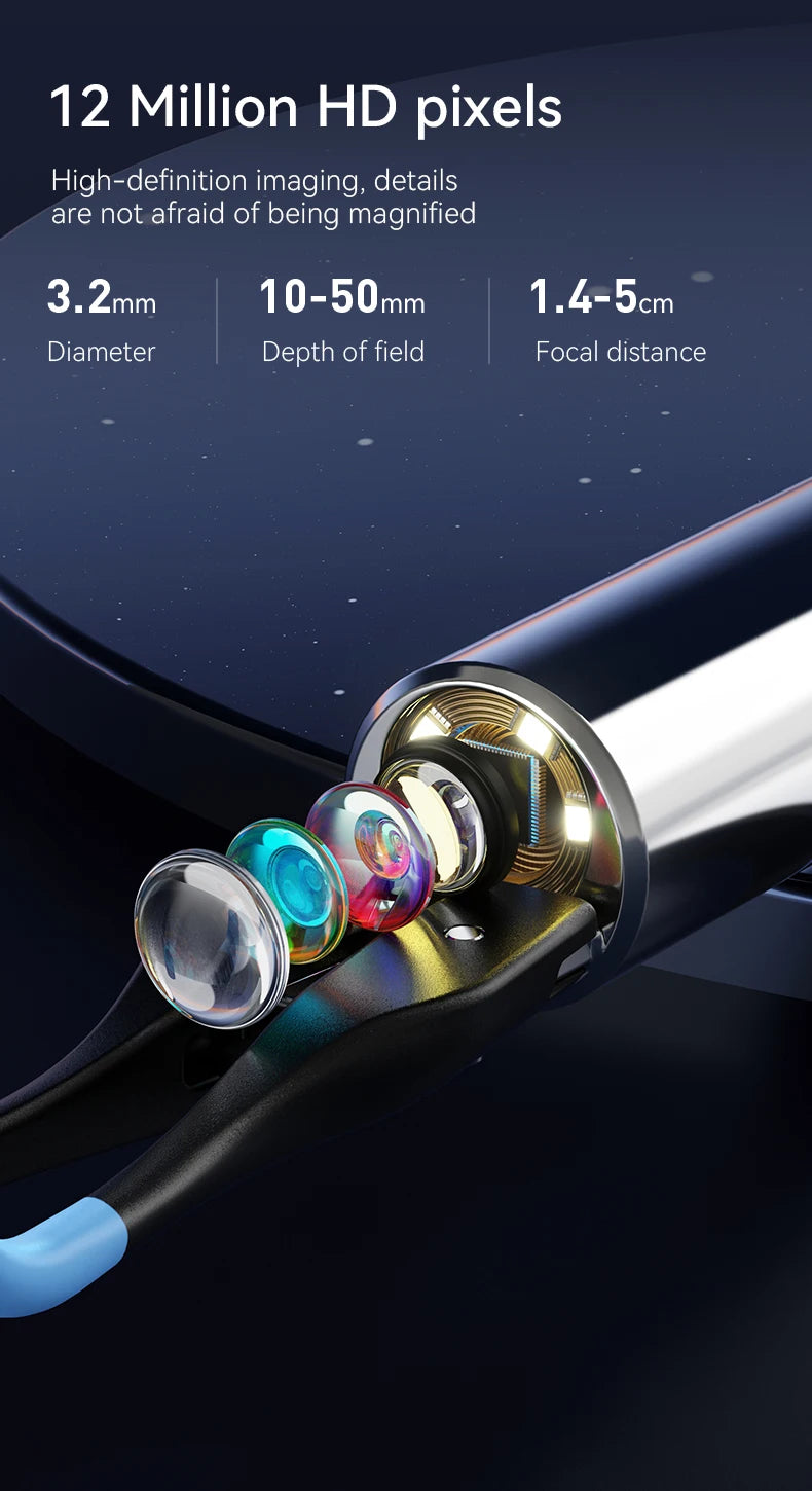 12MP Ear Wax Removal Tool with HD Camera Ear Cleaner with Tweezers Wireless Earwax Cleaner Tool with 6 Ear Spoon Ear Health Care