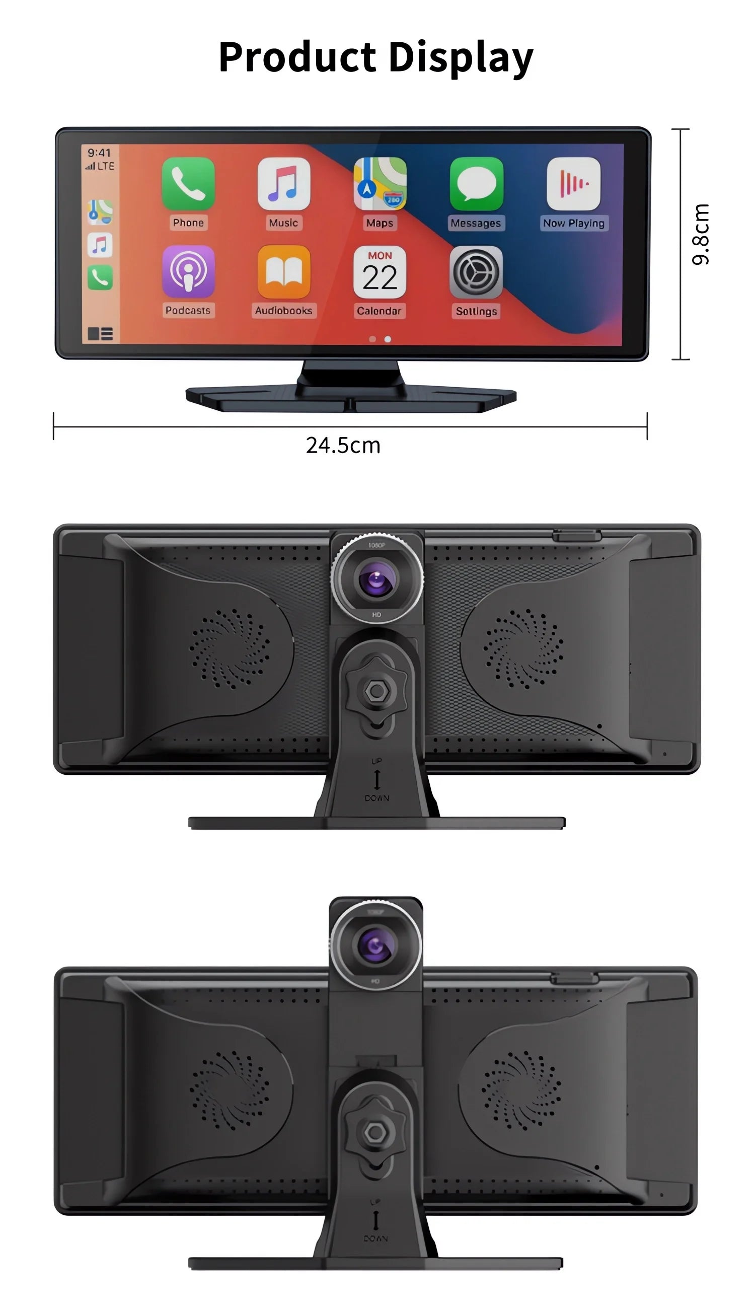 10.26 Inch Car Dvr UHD 4K 3840*2160P Carplay Android Auto Dash Cam GPS 5G WIFI FM BT Dual Lens Camera Dashcam Drive Recorder