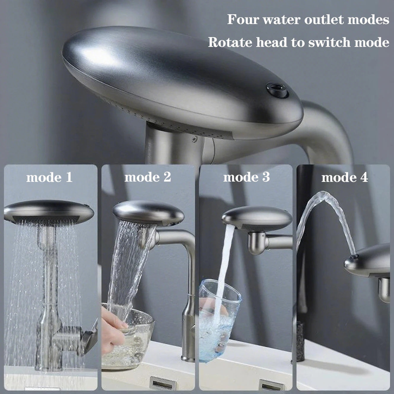 Universal Stainless Steel Faucet 360°Rotation Multifunction 4 Modes Stream Sprayer Hot Cold Water Sink Mixer Tap For Washbasin