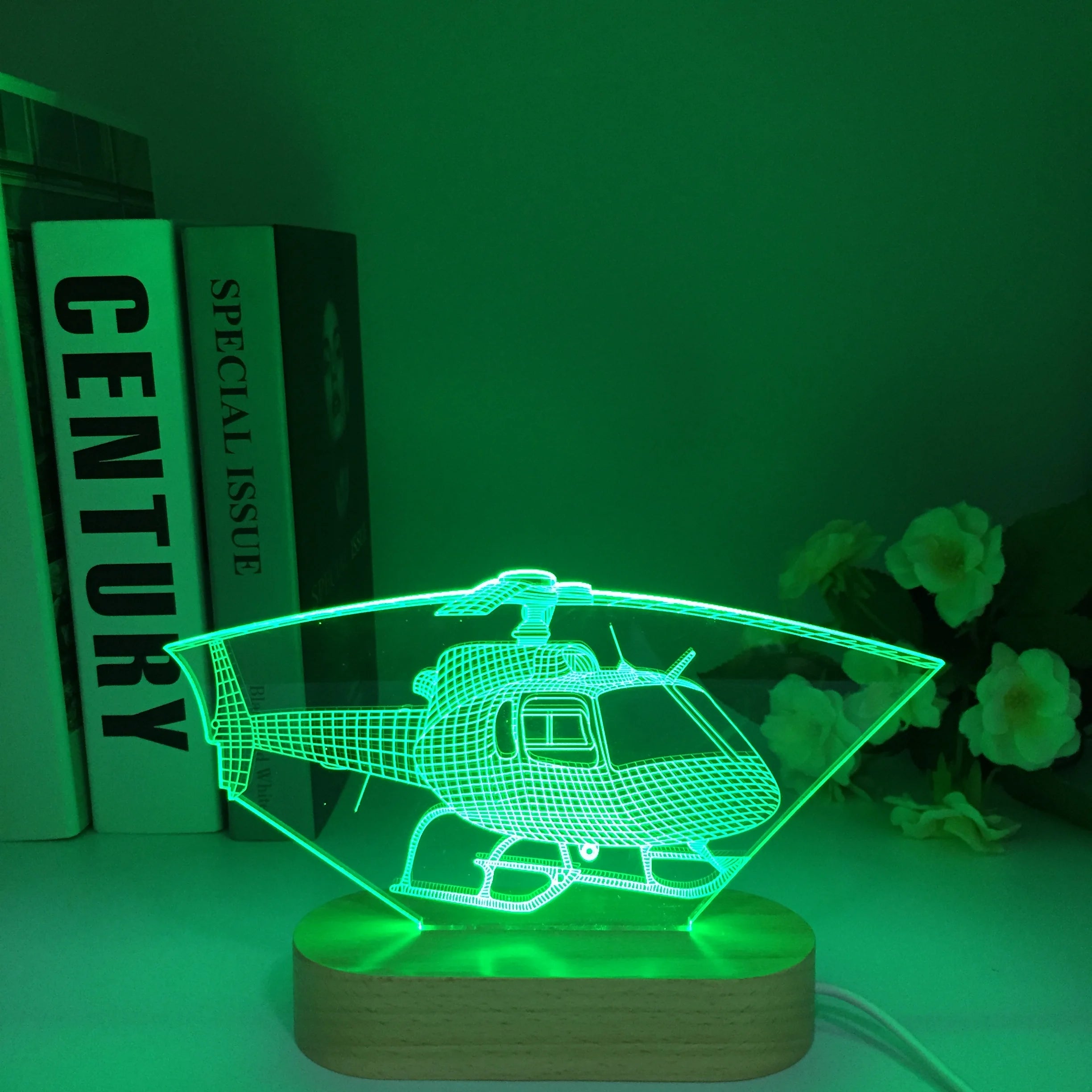 Airplane Astronaut Model 3D Light Night Lamp for Kid Bedroom Wooden Helicopter 3d Illusion Vision Table Lamp for Children Toys
