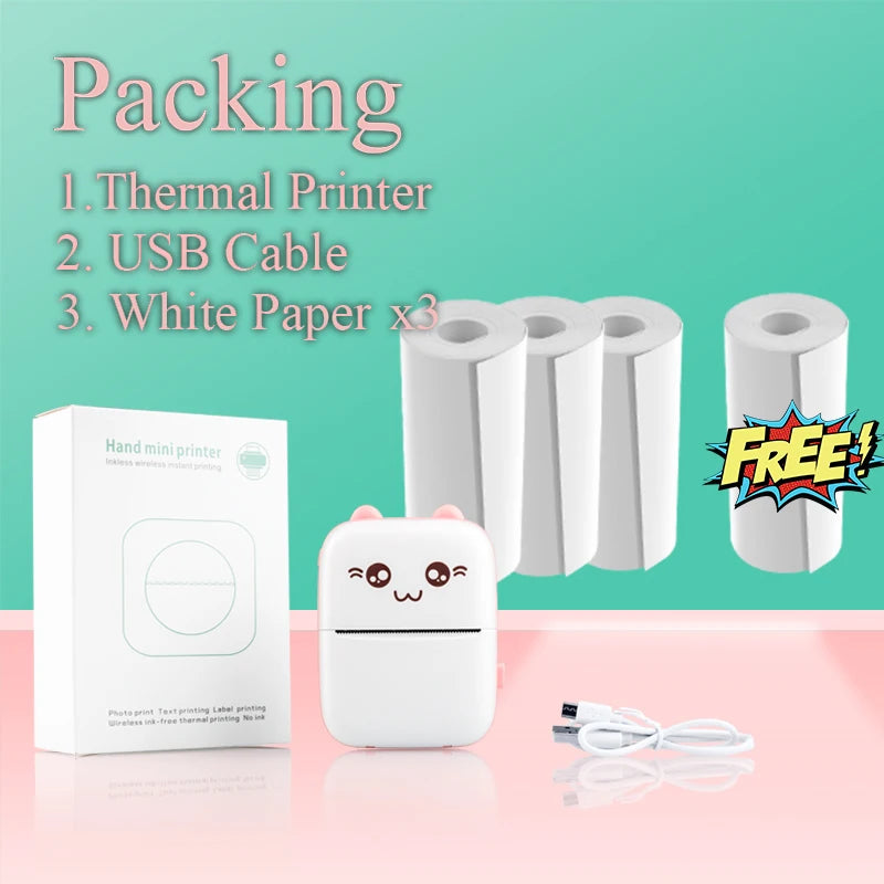 Portable Thermal Printer Mini Wireless Bluetooth Connect to Mobile Phone Pocket Note Gift For Home and Office Android IOS