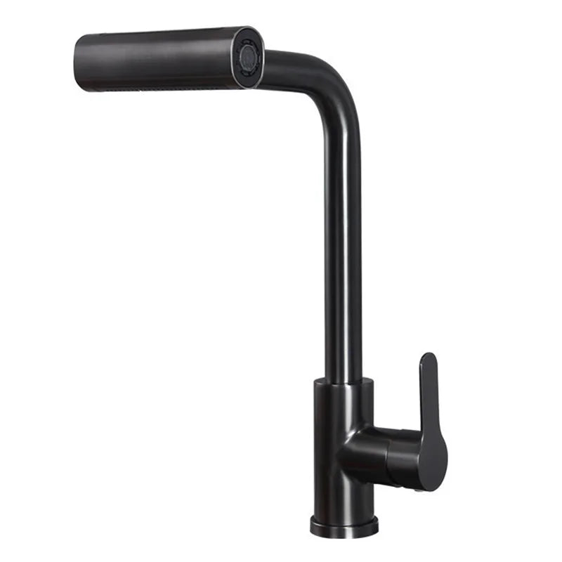 Stainless Steel Kitchen Faucet with 4 Water Flow Modes - 360° Rotating Ceramic Valve, Brushed Finish, Hot & Cold Water Control f