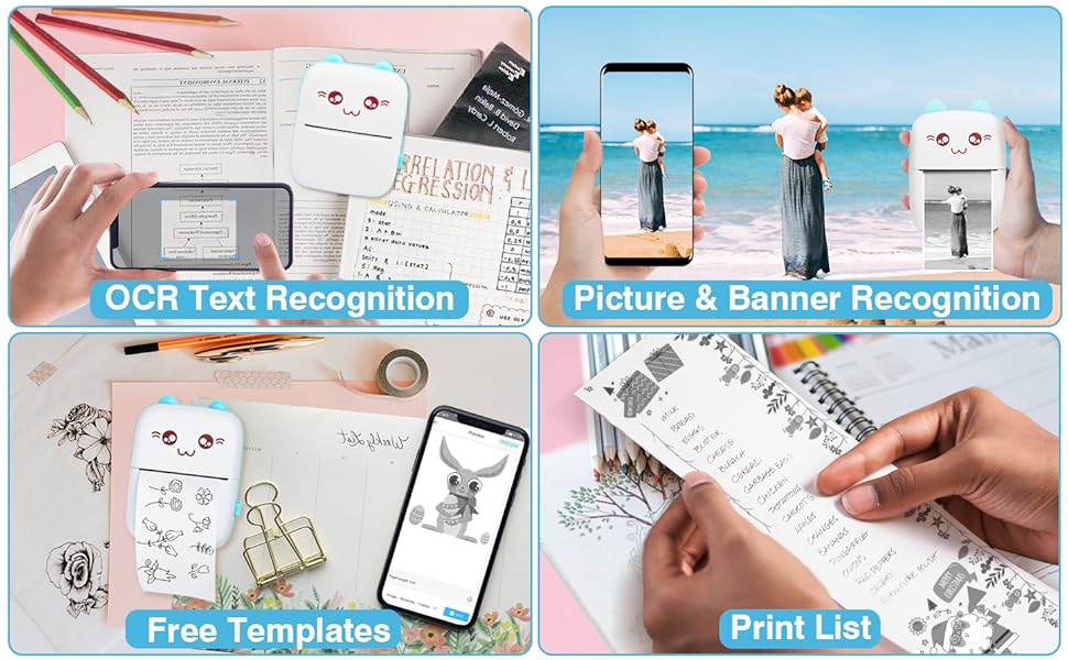 Portable Thermal Printer Mini Wireless Bluetooth Connect to Mobile Phone Pocket Note Gift For Home and Office Android IOS